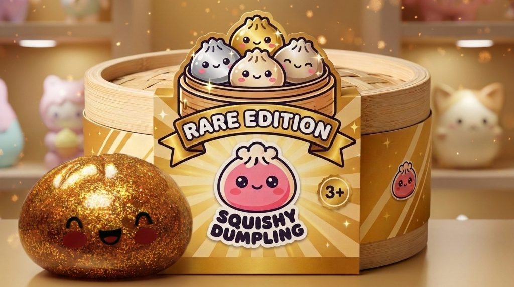 Dumpling Squishy Glitter Or Gouden Unieke Schat in zijn kawaii omgeving