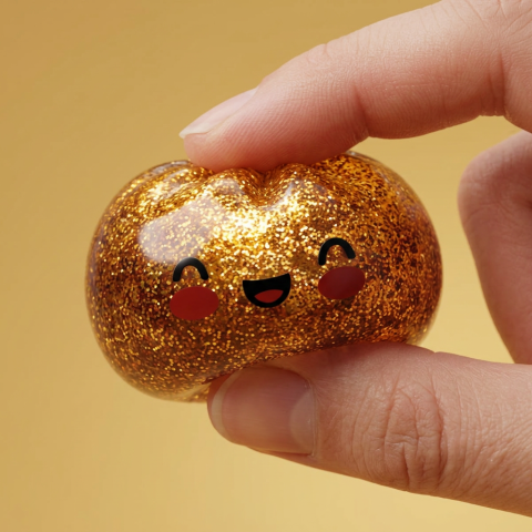 Dumpling Squishy Glitter Or Gouden Unieke Schat tijdens het knijpen, zacht materiaal