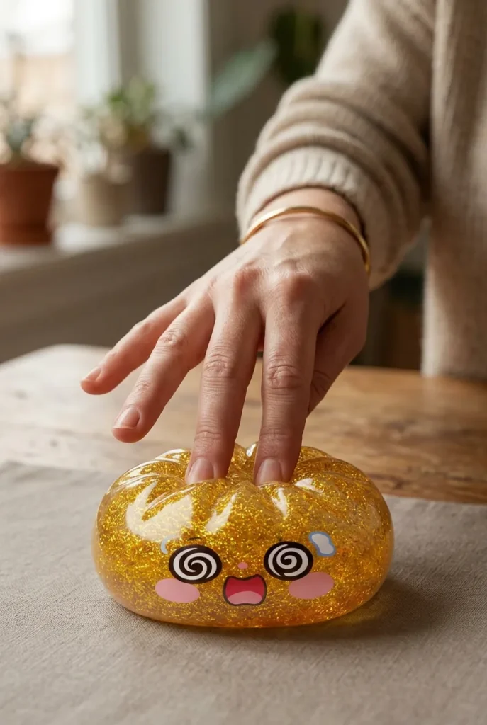 Gold Dumpling Squishy Chance – Gouden Geluksdumpling tijdens het knijpen