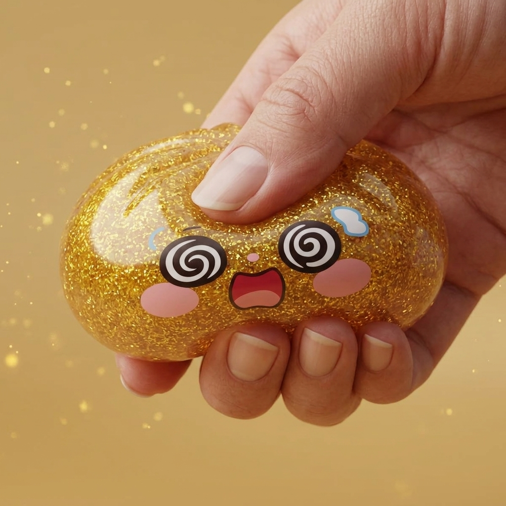 Gold Dumpling Squishy Chance – Gouden Geluksdumpling — slow-rise effect, het schuim vert langzaam terug
