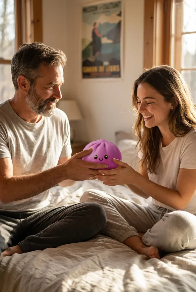 Dumpling Squishy Grijs-Magenta met Bamboe Mandje als cadeau-idee