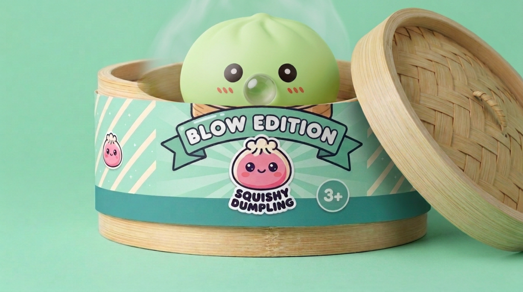 Dumpling Squishy Groen Fris Natuur in het bamboe stoommandje