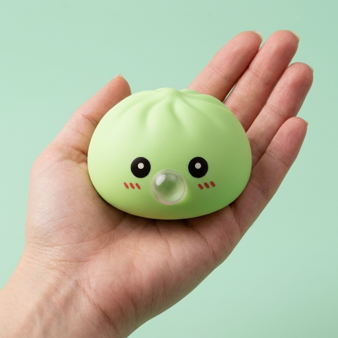Dumpling Squishy Groen Fris Natuur in de hand gehouden, echte grootte