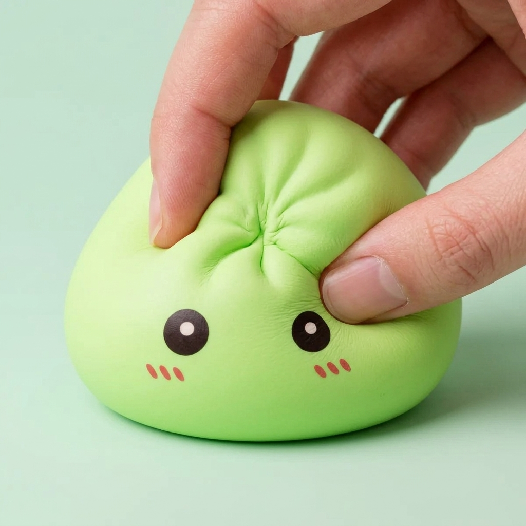 Dumpling Squishy Groen Fris Natuur — slow-rise effect, het schuim vert langzaam terug