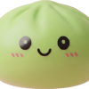 Dumpling Squishy Matcha Groen met Bamboe Mandje tijdens het knijpen, zacht materiaal
