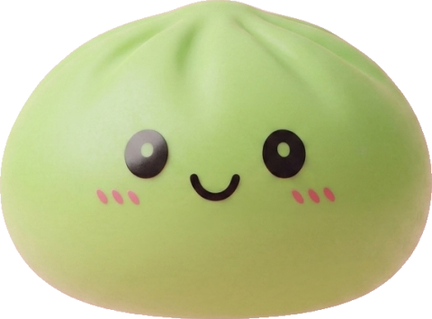 Dumpling Squishy Matcha Groen met Bamboe Mandje tijdens het knijpen, zacht materiaal