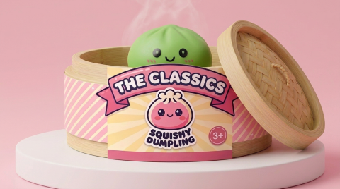 Dumpling Squishy Matcha Groen met Bamboe Mandje in het bamboe stoommandje