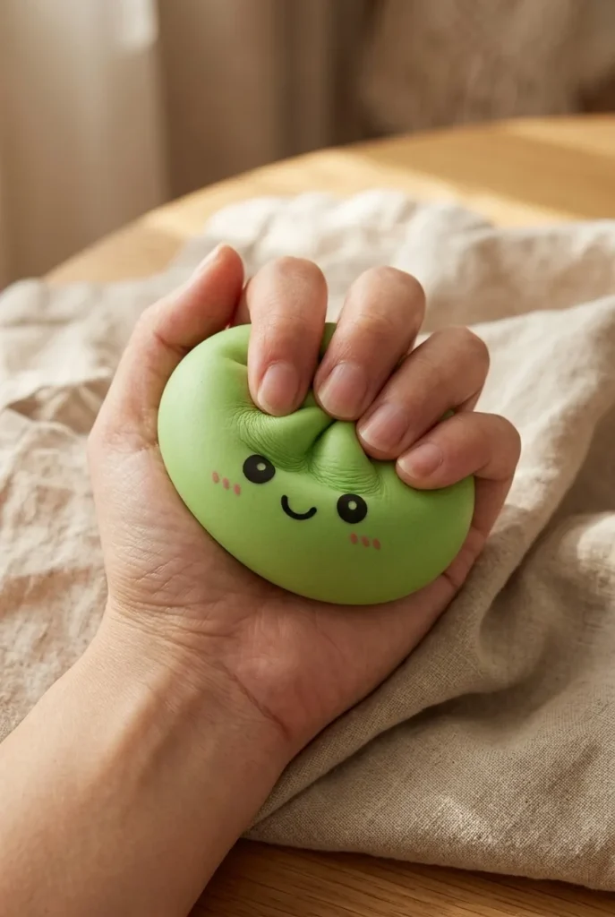 Dumpling Squishy Matcha Groen met Bamboe Mandje tijdens het knijpen