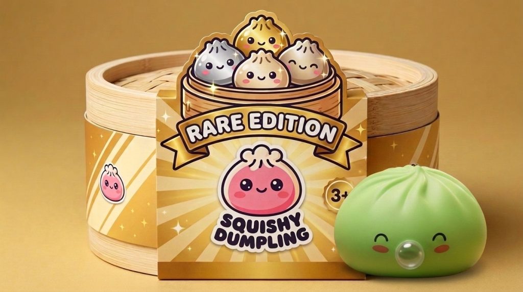 Dumpling Squishy Matcha Rare Blow Groen in zijn kawaii omgeving