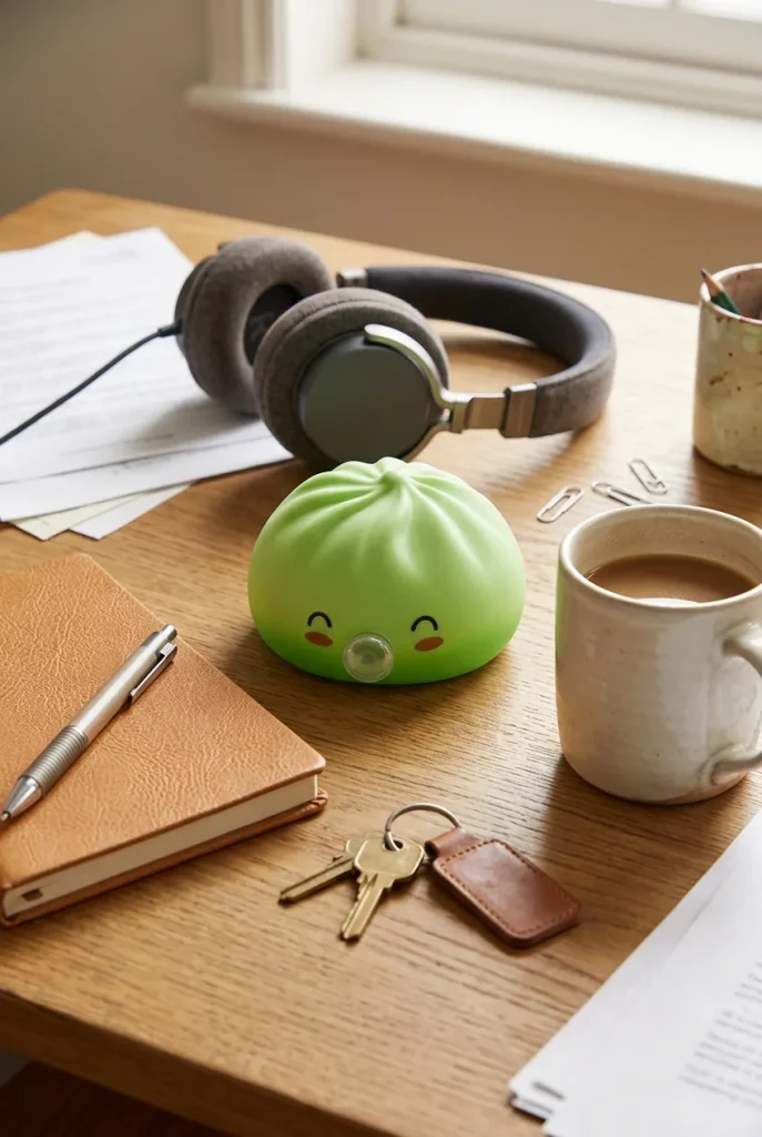 Dumpling Squishy Matcha Rare Blow Groen op het bureau