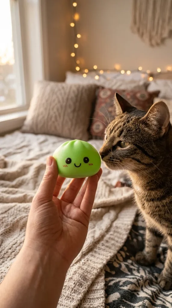 Dumpling Squishy Nachtlampje Groen Lichtgevend met een knuffel