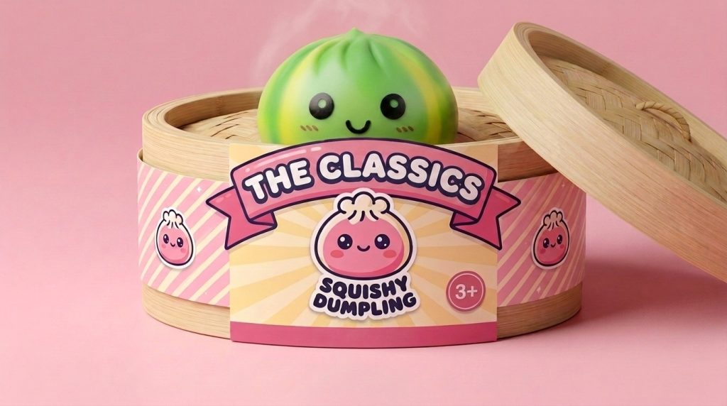 Squishy Dumpling Tie Dye Groen Swirl in het bamboe stoommandje
