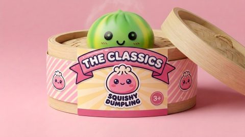 Squishy Dumpling Tie Dye Groen Swirl in het bamboe stoommandje