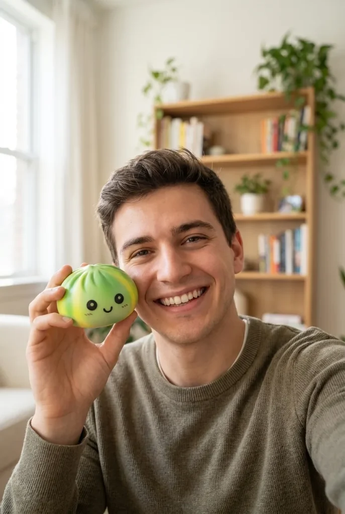 Squishy Dumpling Tie Dye Groen Swirl in het dagelijks leven