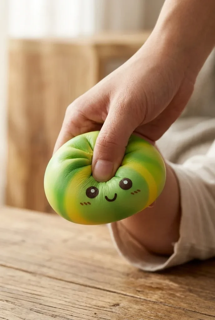 Squishy Dumpling Tie Dye Groen Swirl tijdens het knijpen