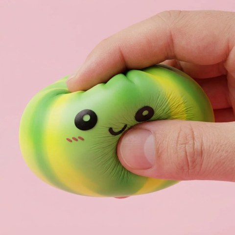 Squishy Dumpling Tie Dye Groen Swirl — slow-rise effect, het schuim vert langzaam terug