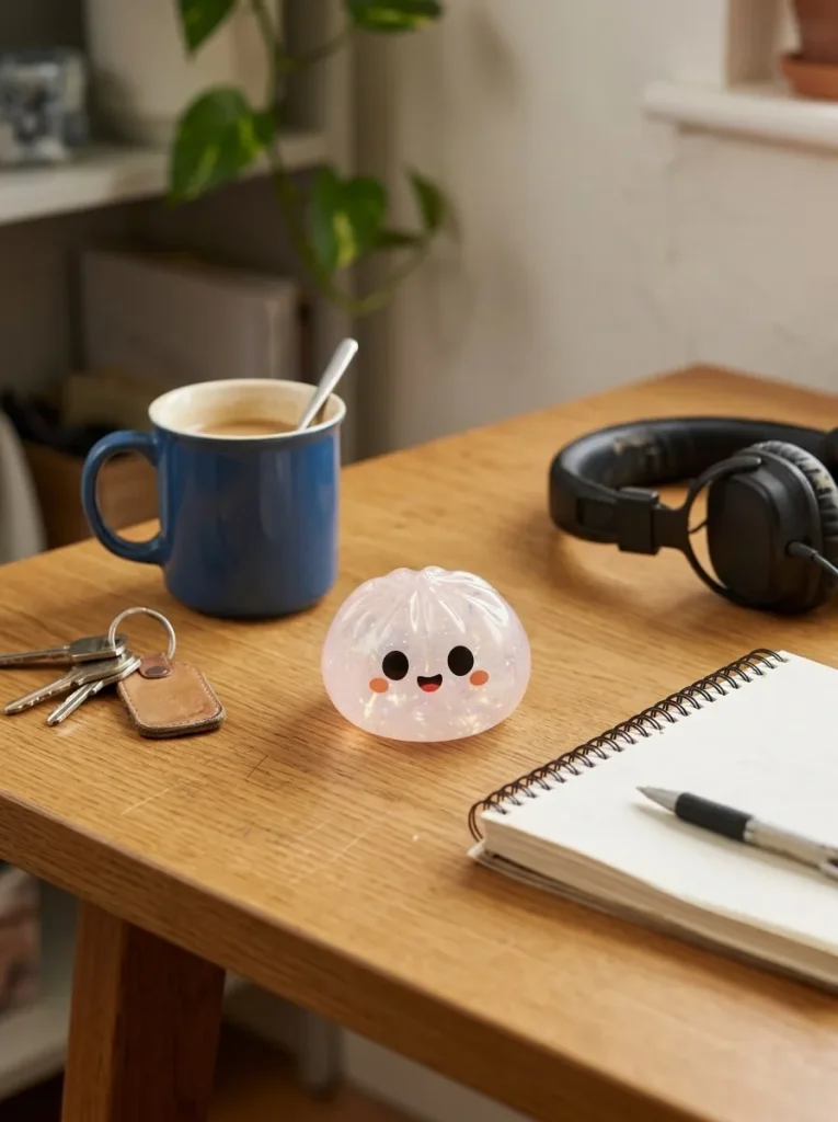 Dumpling Squishy Halloween Set van 5 op het bureau
