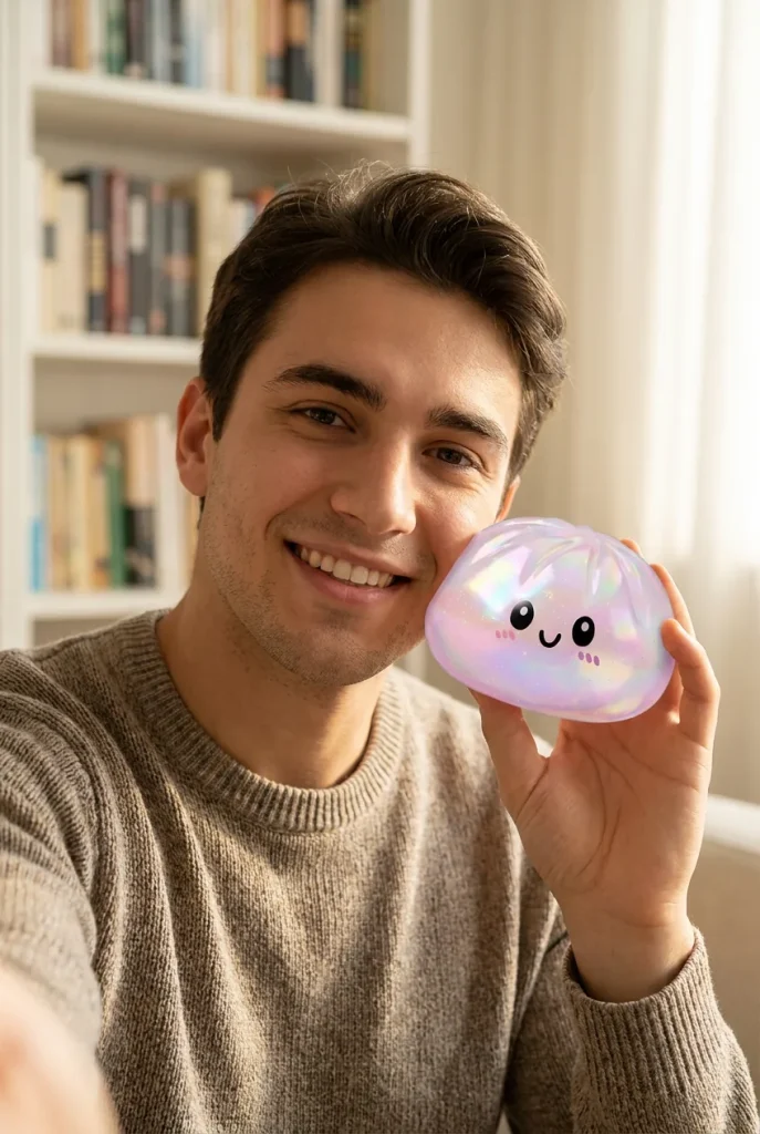 Dumpling Squishy Holographic Iriserend in het dagelijks leven