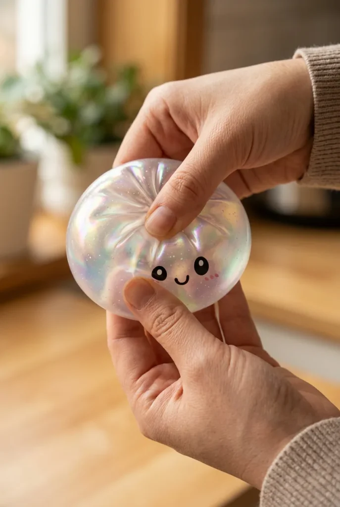 Dumpling Squishy Holographic Iriserend tijdens het knijpen