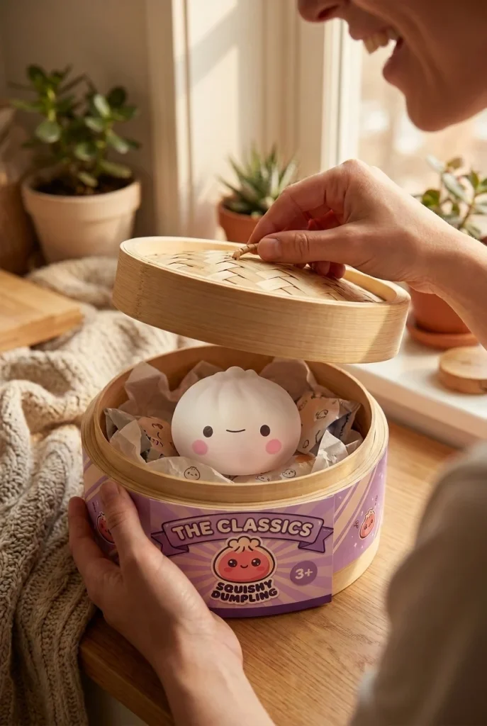 Dumpling Squishy Mystery Japans Kawaii – Set van 12 tijdens het uitpakken