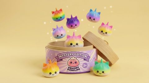 Jumbo Dumpling Squishy Eenhoorn Regenboog tijdens het knijpen, zacht materiaal