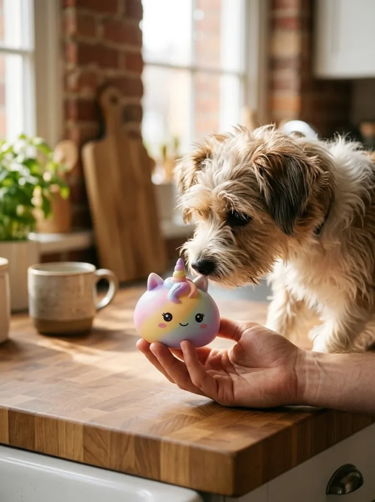 Jumbo Dumpling Squishy Eenhoorn Regenboog met een knuffel