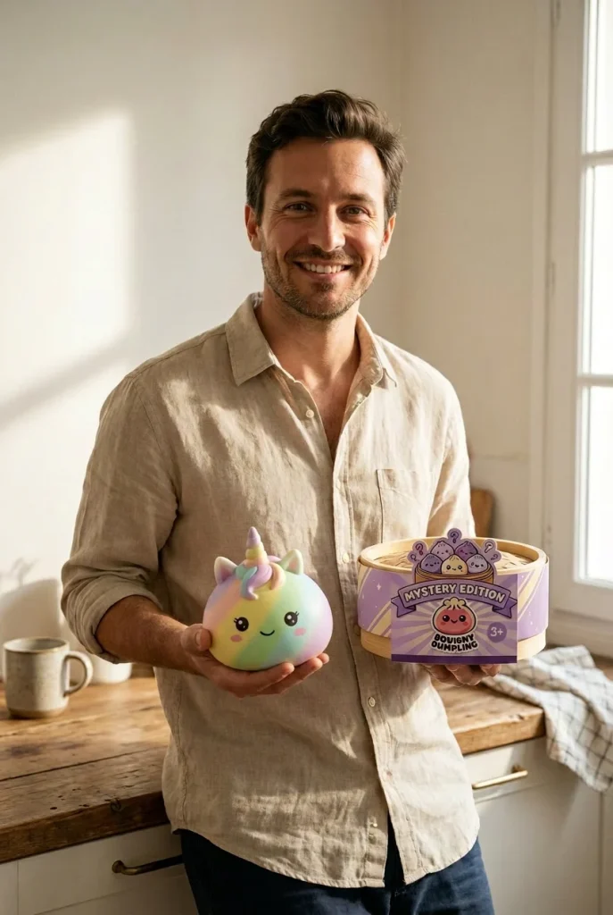 Jumbo Dumpling Squishy Eenhoorn Regenboog met zijn doos