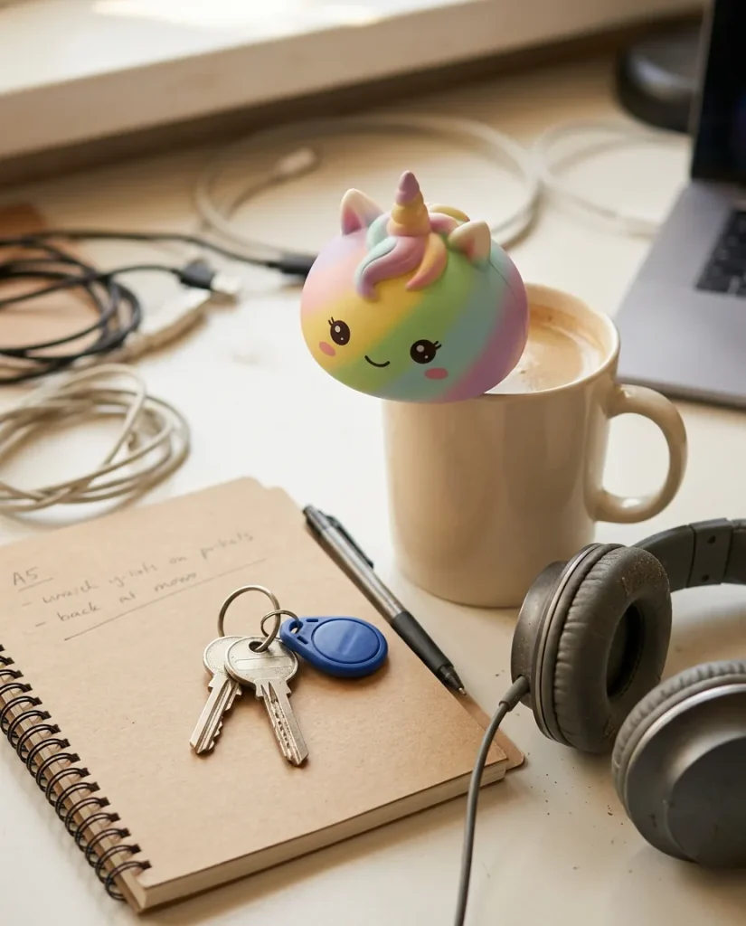Jumbo Dumpling Squishy Eenhoorn Regenboog op het bureau