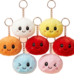 Dumpling Squishy Sleutelhanger Pluche Set X6 tijdens het knijpen, zacht materiaal