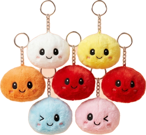 Dumpling Squishy Sleutelhanger Pluche Set X6 tijdens het knijpen, zacht materiaal