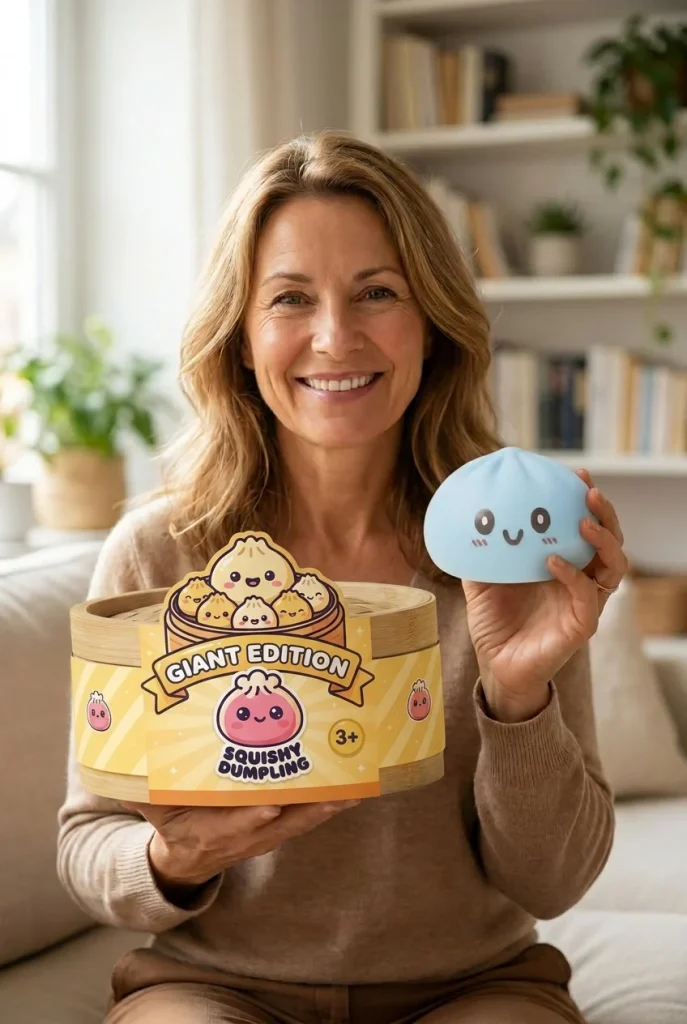 Squishy Dumpling Blue Giant Jumbo met zijn doos