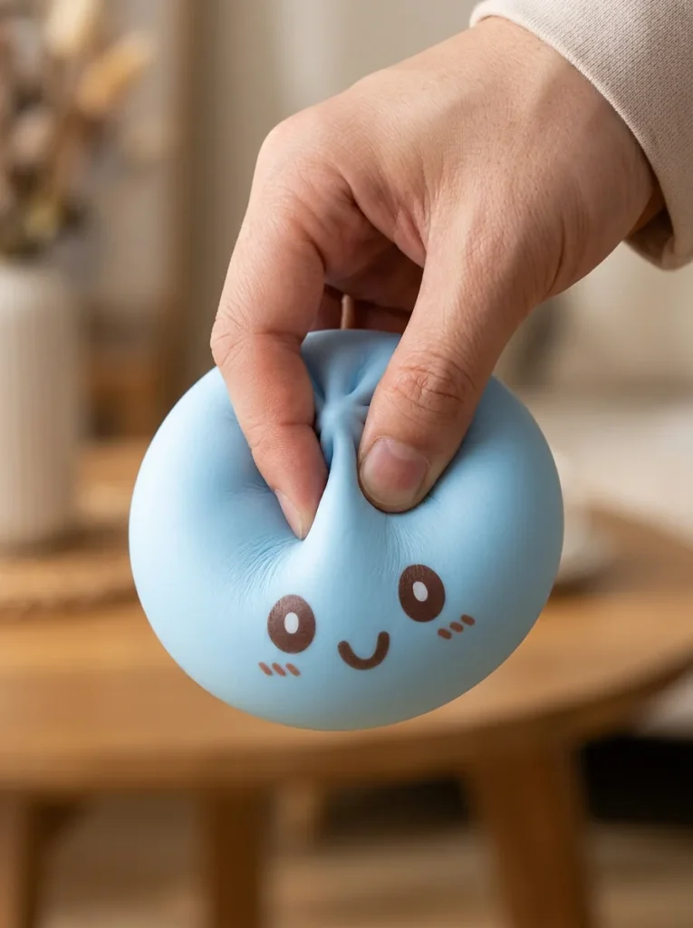 Squishy Dumpling Blue Giant Jumbo tijdens het knijpen
