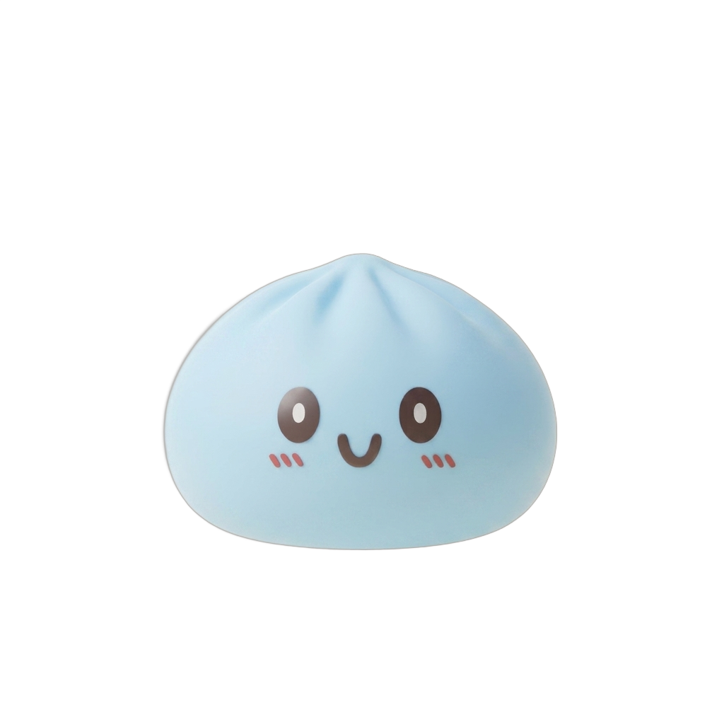 Squishy Dumpling Blue Giant Jumbo tijdens het knijpen, zacht materiaal
