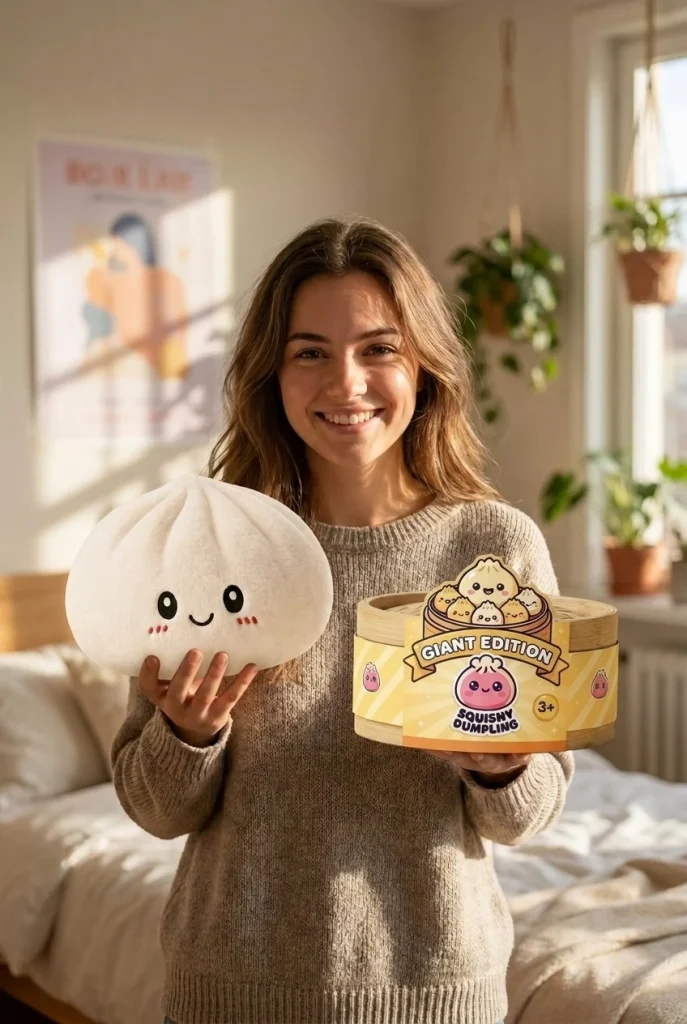 Squishy Dumpling Big Zacht Knuffelkussen met zijn doos