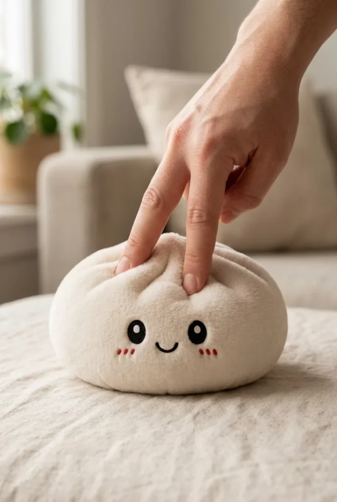 Squishy Dumpling Big Zacht Knuffelkussen tijdens het knijpen