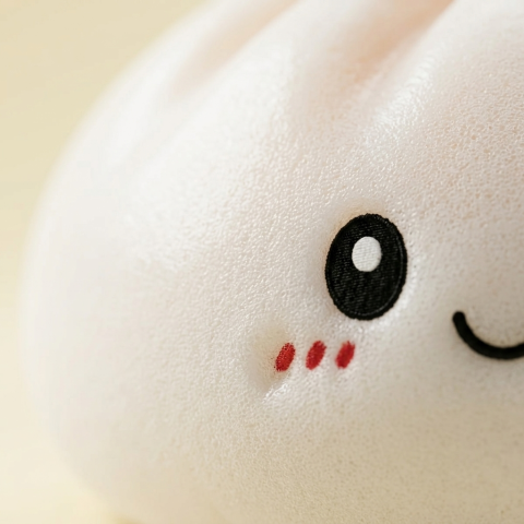 Squishy Dumpling Big Zacht Knuffelkussen — macro-close-up van de textuur