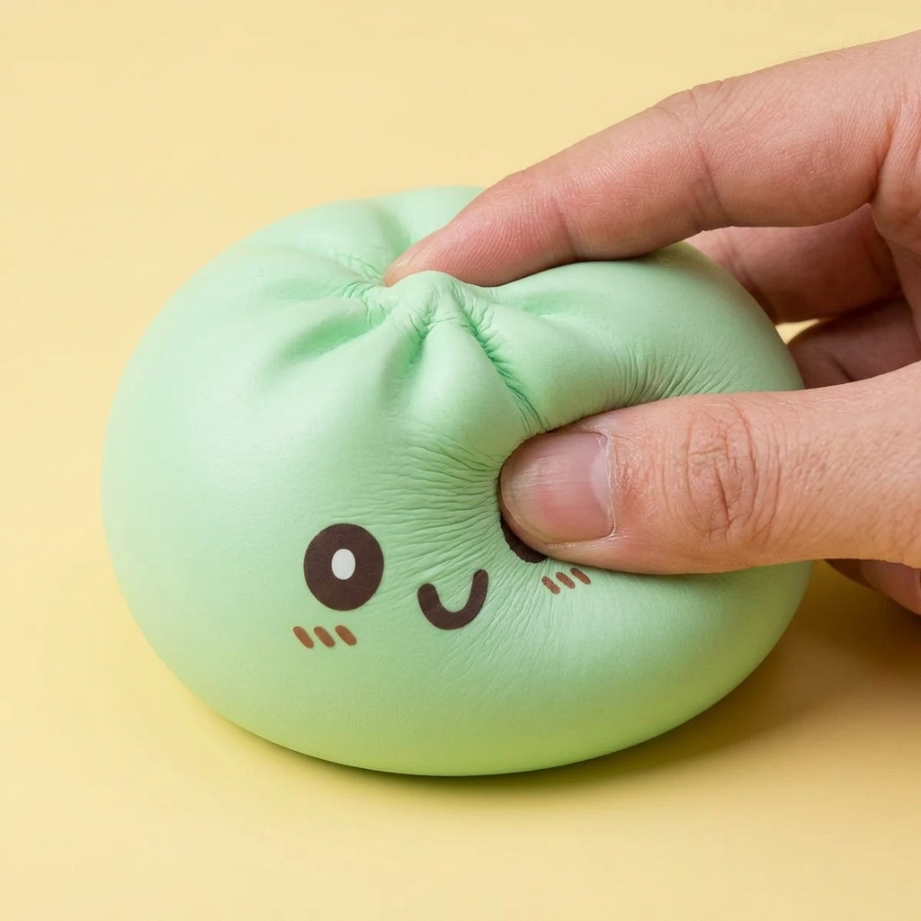 Dumpling Squishy Giant Green Jumbo 15 cm — slow-rise effect, het schuim vert langzaam terug