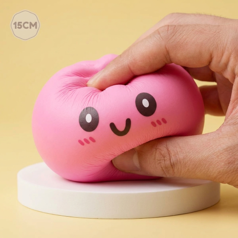 Dumpling Squishy Giant Roze — slow-rise effect, het schuim vert langzaam terug
