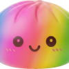 Rainbow Dumpling Squishy XXL 15 cm tijdens het knijpen, zacht materiaal