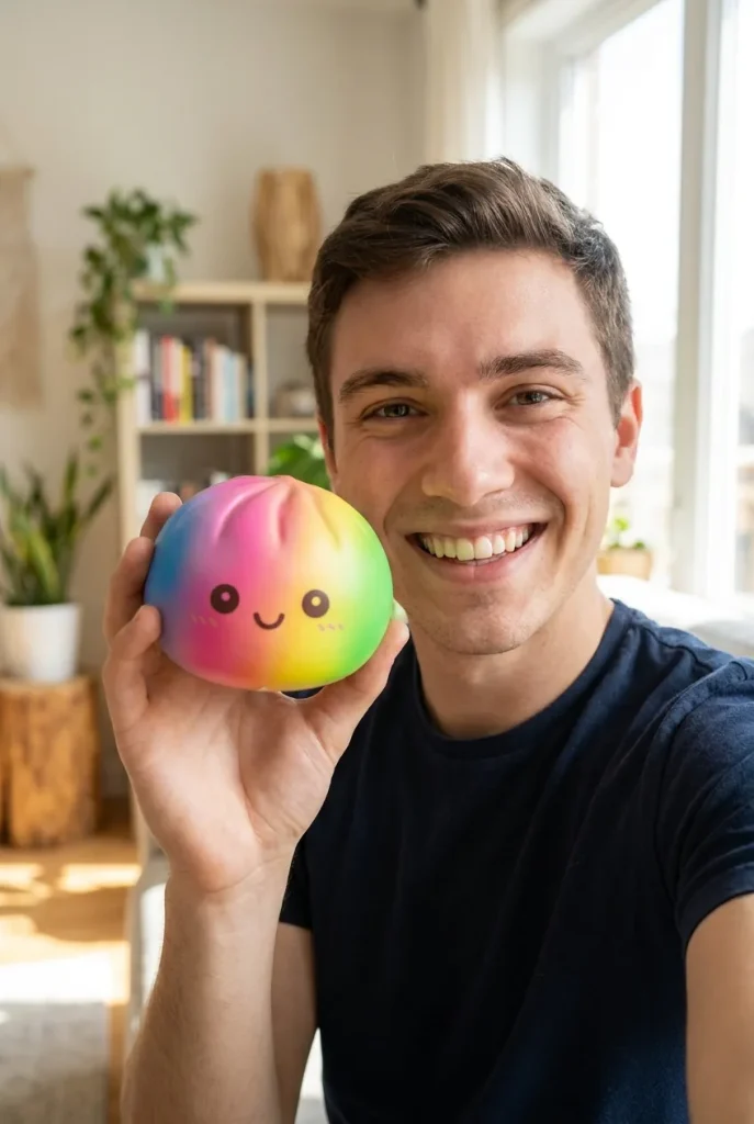Rainbow Dumpling Squishy XXL 15 cm in het dagelijks leven