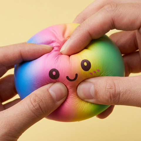 Rainbow Dumpling Squishy XXL 15 cm — slow-rise effect, het schuim vert langzaam terug