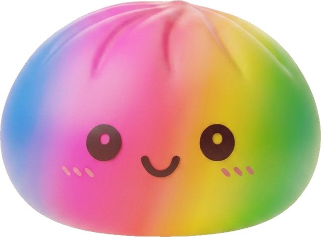 Rainbow Dumpling Squishy XXL 15 cm tijdens het knijpen, zacht materiaal