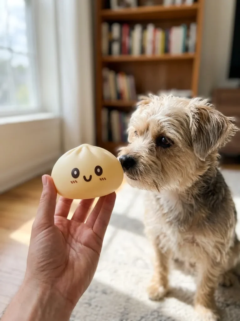 Dumpling Squishy Giant Geel – XXL Slow Rise met een knuffel