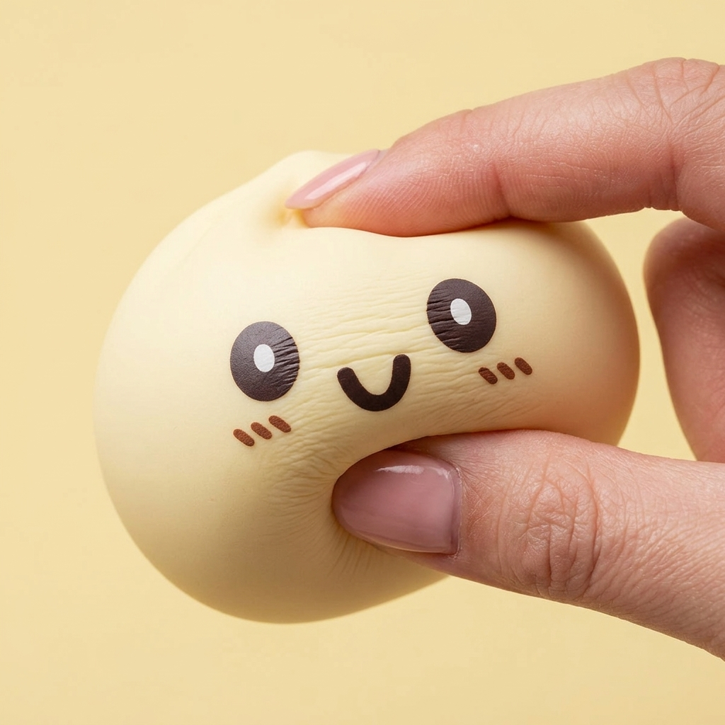 Dumpling Squishy Giant Geel – XXL Slow Rise — slow-rise effect, het schuim vert langzaam terug
