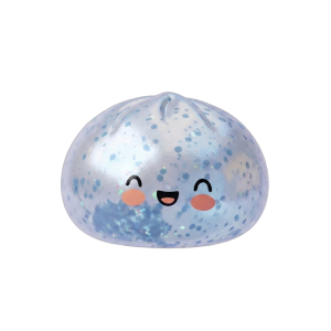 Dumpling Squishy Bleu Glacé Sparkle met Glitter tijdens het knijpen, zacht materiaal