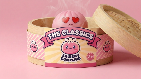Mini Dumpling Squishy Mystery Box Bamboe in het bamboe stoommandje