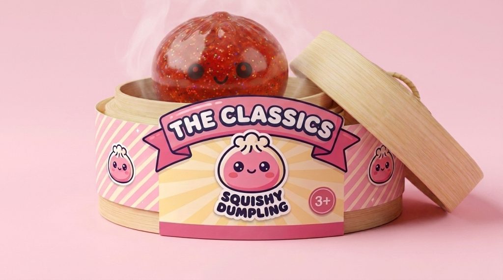 Mini Dumpling Squishy Metallic Mystery in het bamboe stoommandje