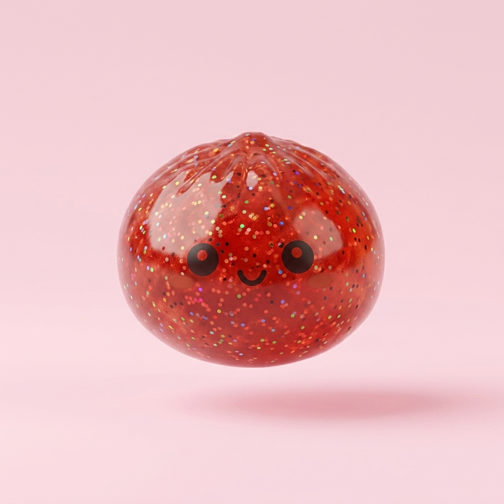 Mini Dumpling Squishy Metallic Mystery tijdens het knijpen, zacht materiaal