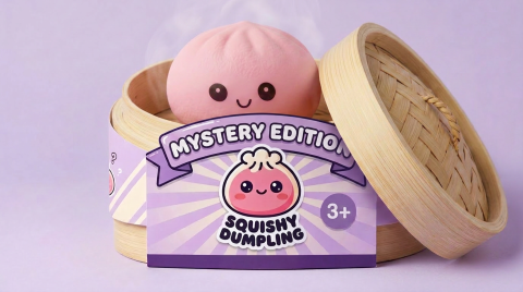 Mini Dumplings Squishy Mystery Verrassing in het bamboe stoommandje