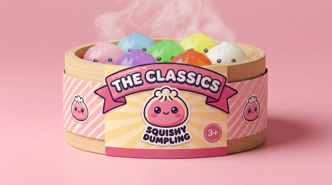 Mini Dumpling Squishy Suiker Set met Bamboe Mandje in het bamboe stoommandje
